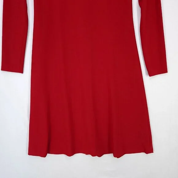 Norma Kamali Shift Dress Size XS Red Long Sleeve Stretch Classic Elegant - Picture 4 of 9